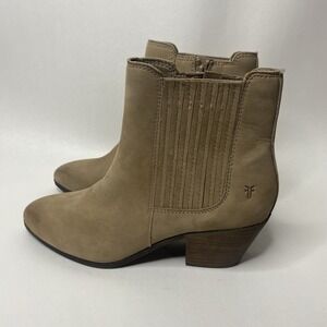 Frye Sandra Chelsea Leather Ankle Boots Women's 8.5M Stitched Block Heel Western